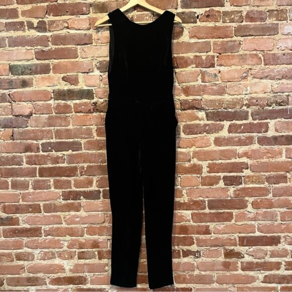 ASOS Black Velvet Jumpsuit V-back Size 2 - Picture 1 of 5